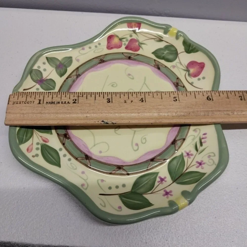 PartyLite Strawberry Fields Candle Shade Plate Small Jar Topper Retired P8098 - Picture 12 of 12